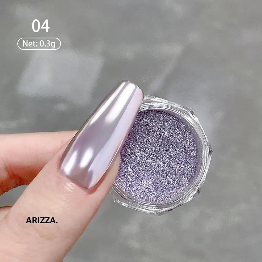 Women Milky white Gradient Nails Glitter Moonlight 04