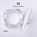 Women Milky white Gradient Nails Glitter Pearl 09