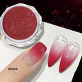 Women Milky white Gradient Nails Glitter rose red