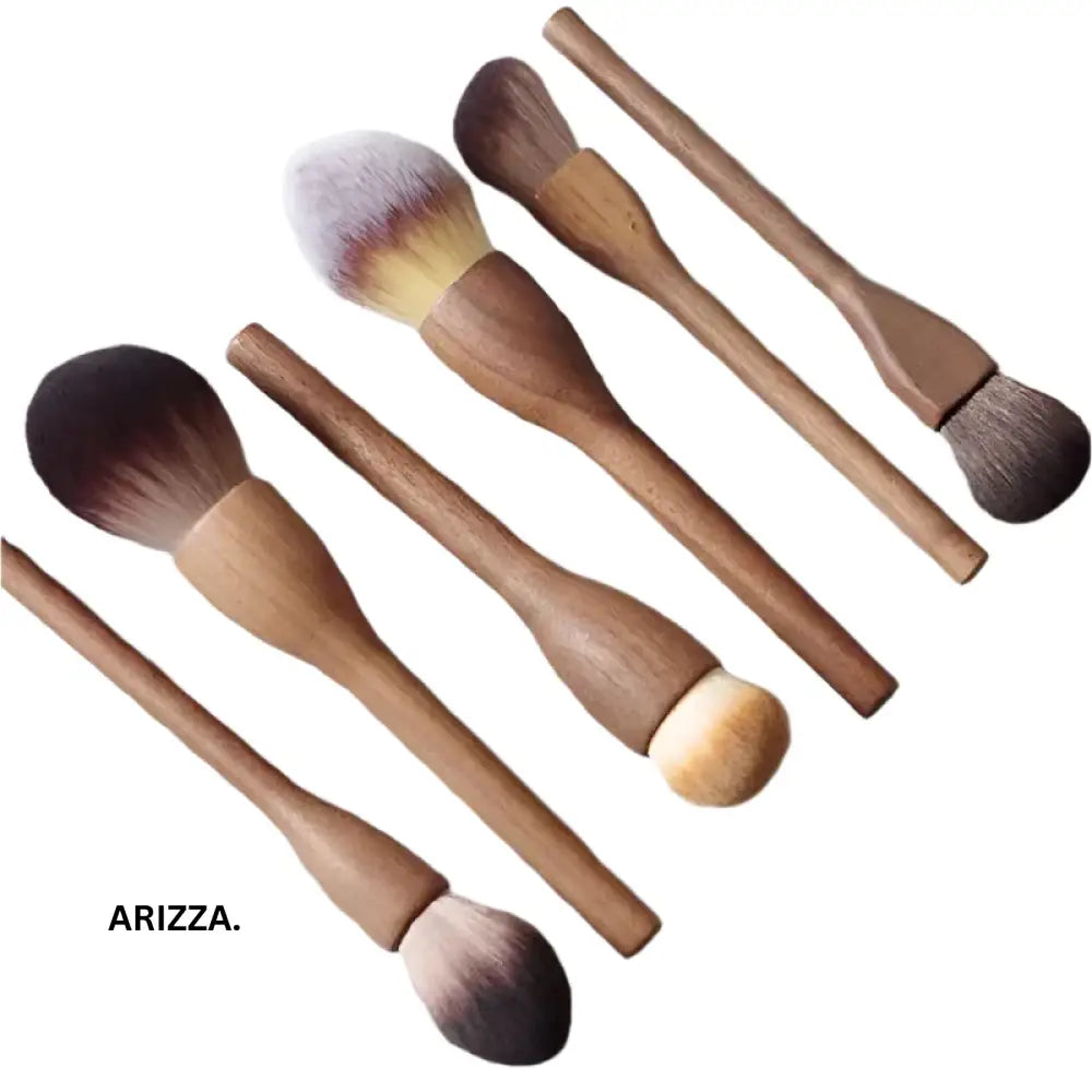 Women Vintage Wood Handle Makeup Brush