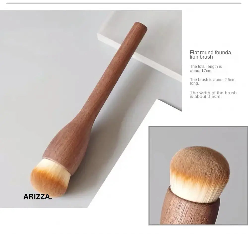 Women Vintage Wood Handle Makeup Brush Foundation Brush