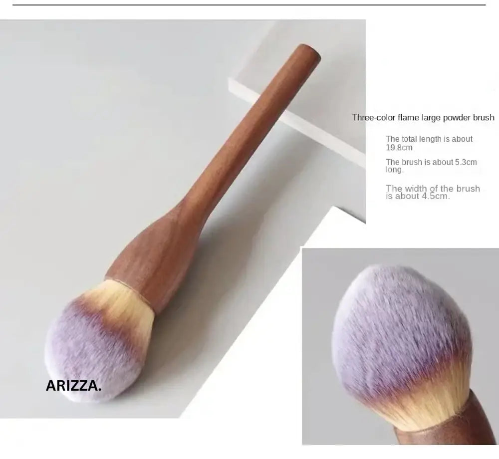 Women Vintage Wood Handle Makeup Brush Powder Brush 2